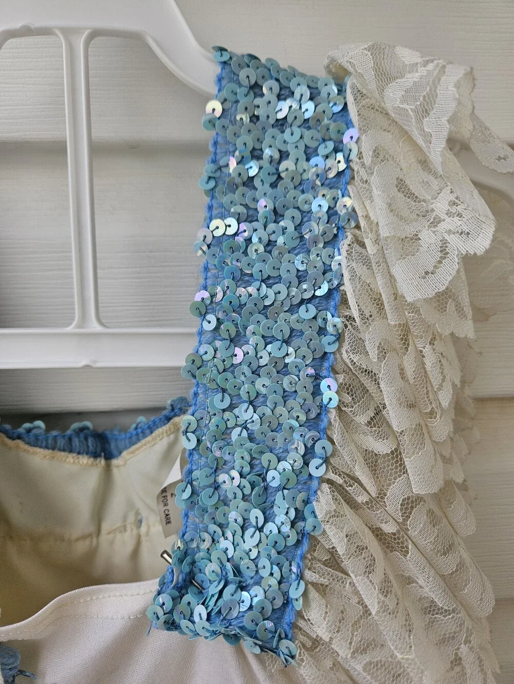 Vintage Art Stone Toddler Dance Costume Blue Sequin Lace Leotard Size 2